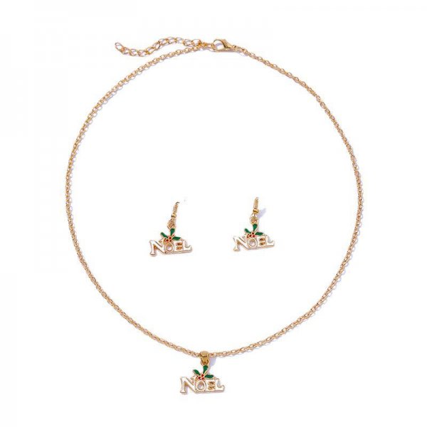 2 Pieces Of European And American Fashion Simple Letter Necklace Earrings