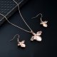 Simple Style Alloy Inlaid Zircon Necklace Earrings Opal Jewelry Two-piece Set