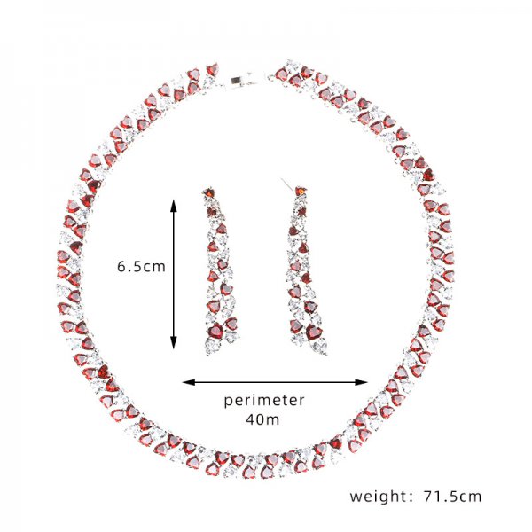 Fashion Zircon Clavicle Chain Earrings Set