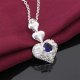 Blue zircon heart pendant necklace and earrings set